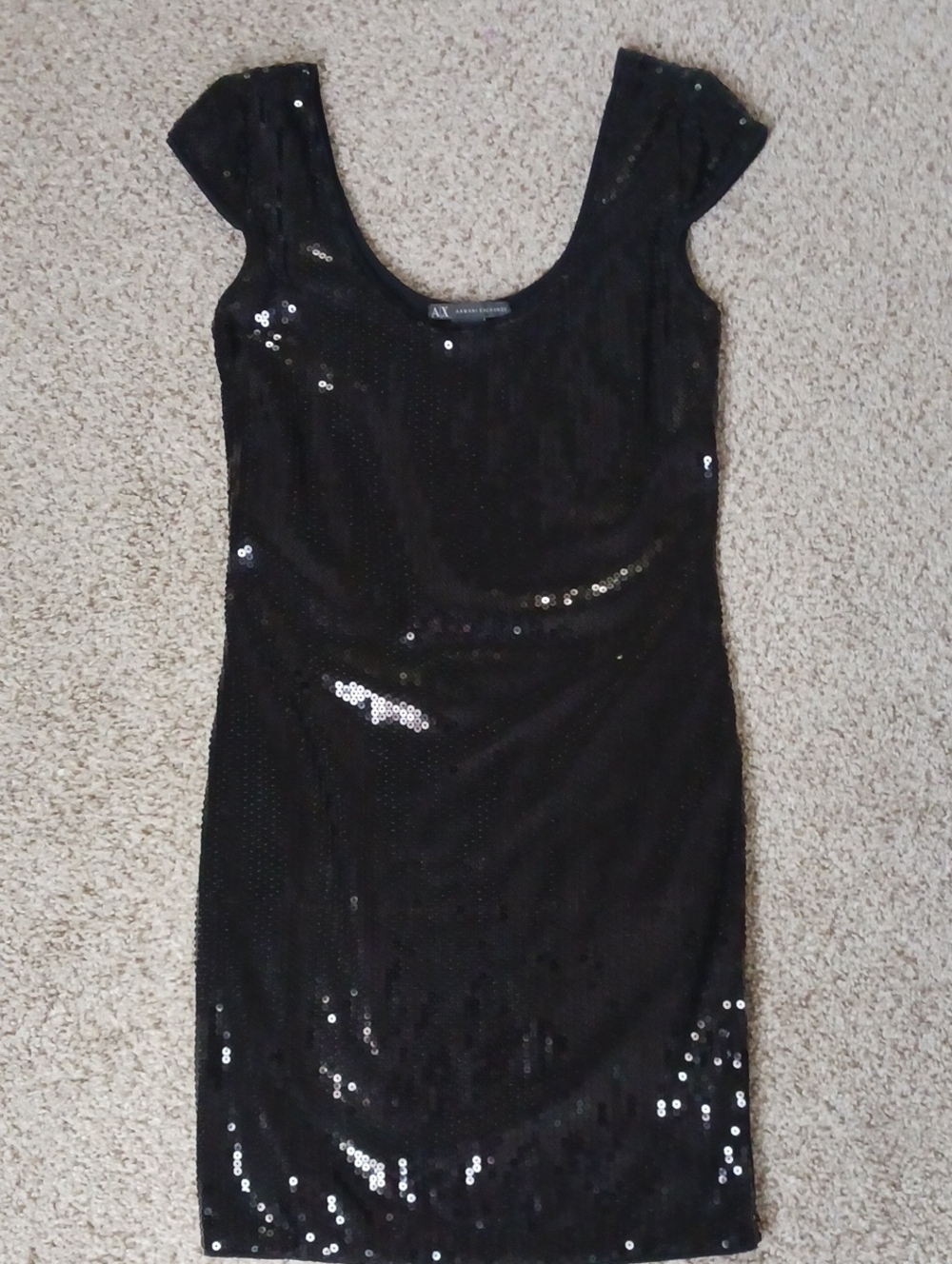 Armani Exchange Sequin Black Mini Dress, Xs